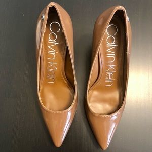 Calvin Klein Nude Caramel Patent Leather Pumps